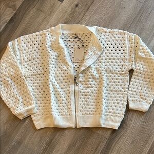 Elan Ivory Crochet Knit Cardigan size XL NWT